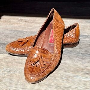 VTG Cole Haan Womens Woven Tassel Loafers - Brown Leather Size 7.5 Made in Italy